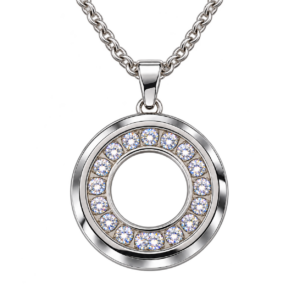 Collier Cercle des Vibrations argenté avec cristaux - Energy's Stones